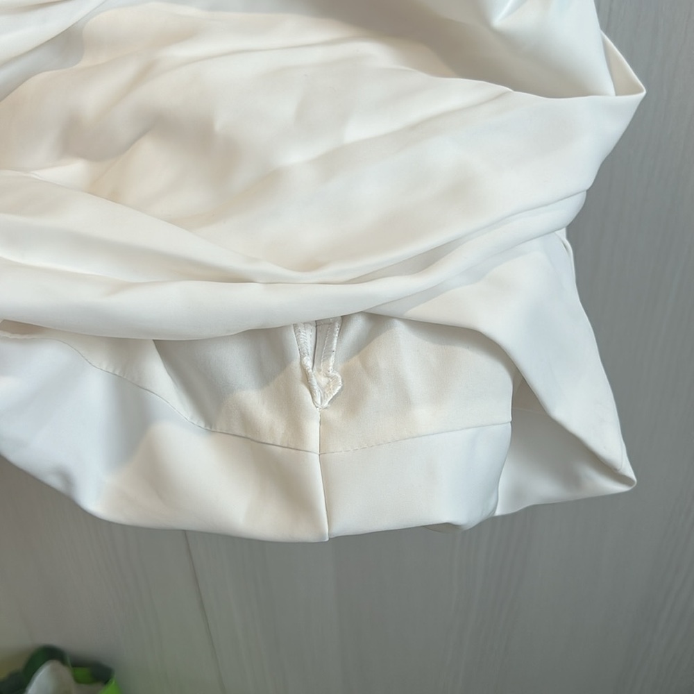 BCBG strapless pleated patterned sweet heart neck line mini dress size 4 bride - Picture 3 of 6
